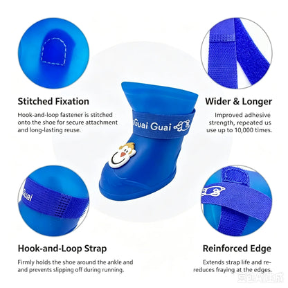 4pcs/set Waterproof Pet Dog Shoes Anti-slip Rain Boots Footwear for Small Cats Dogs Puppy Dog Pet Booties Pet Paw Accessories