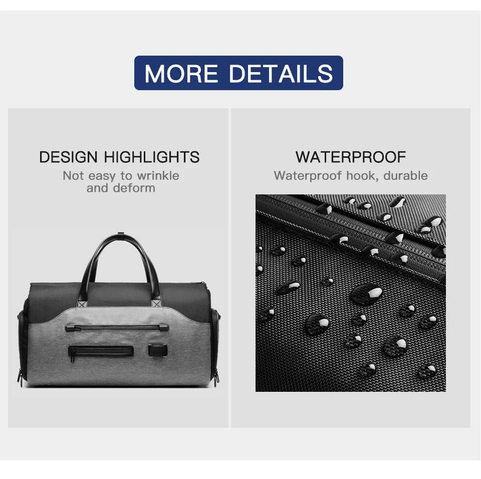 OZUKO Garment Bag Multifunction Men Suit Storage Large Capacity Luggage Handbag Male Waterproof Travel Duffel Bag Shoes Pocket