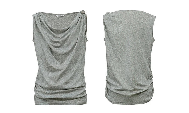 Amii Cowl Neck Women's Tank Top 2026 Summer New Stretch Knit Sleeveless Camisole Loose Casual Holiday Vest For Women 12622062
