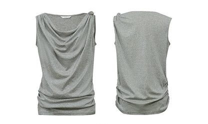 Amii Cowl Neck Women's Tank Top 2026 Summer New Stretch Knit Sleeveless Camisole Loose Casual Holiday Vest For Women 12622062