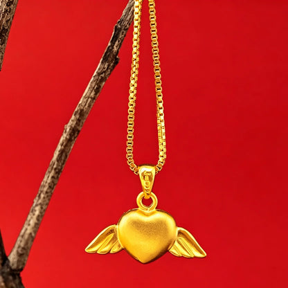 Gold Shop Same Style 9999 24K Real Gold Women's Gold Necklace Love Pendant New Clavicle Chain Gift Exquisite Luxury Jewelry