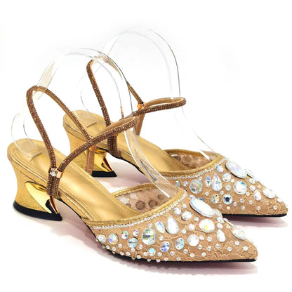 2023 New Italian Design Noble Dual-Purpose Three-Dimensional Bag And Ladies Heel Shoes Shiny Material For Nigeria Wedding Party