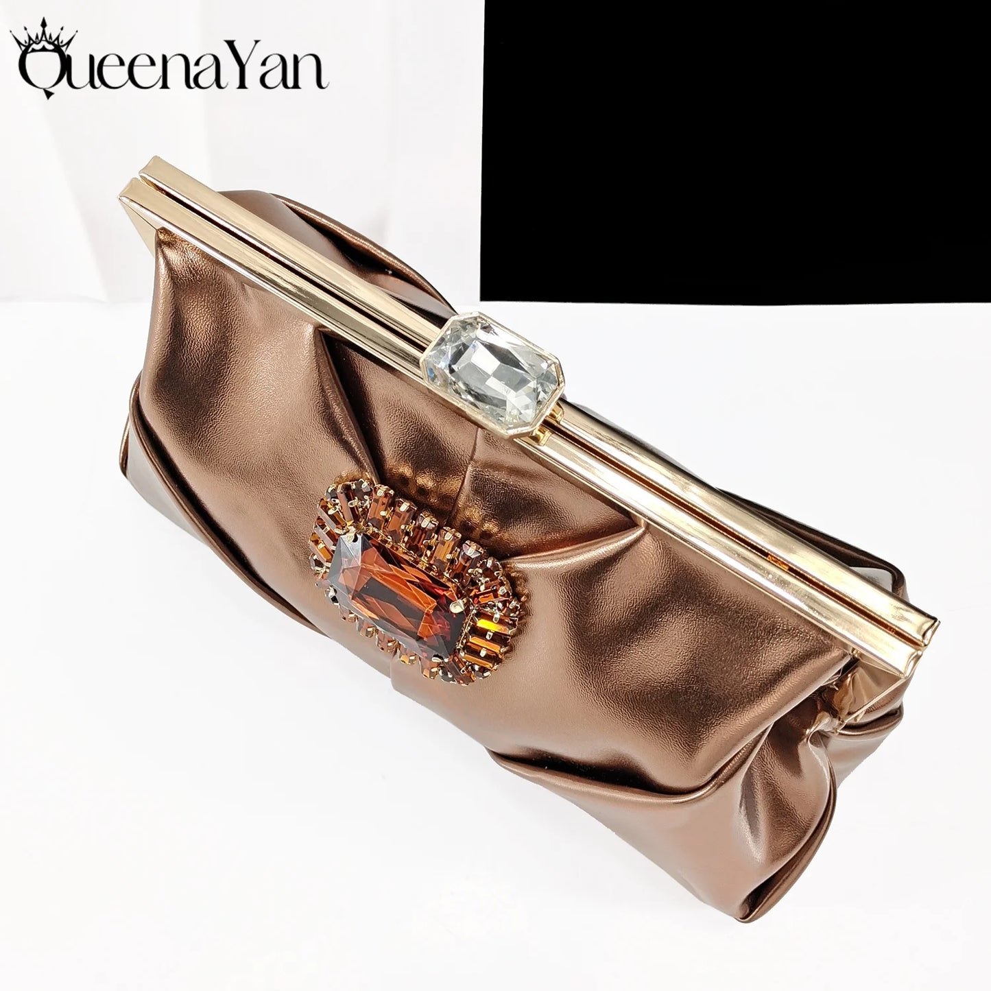 Queena Yan 2025 Nigerian Banquet Shoes and Bag Set Fashion Ladies Matching Shoes and Bag High Heels Wedding Party Coffee Color