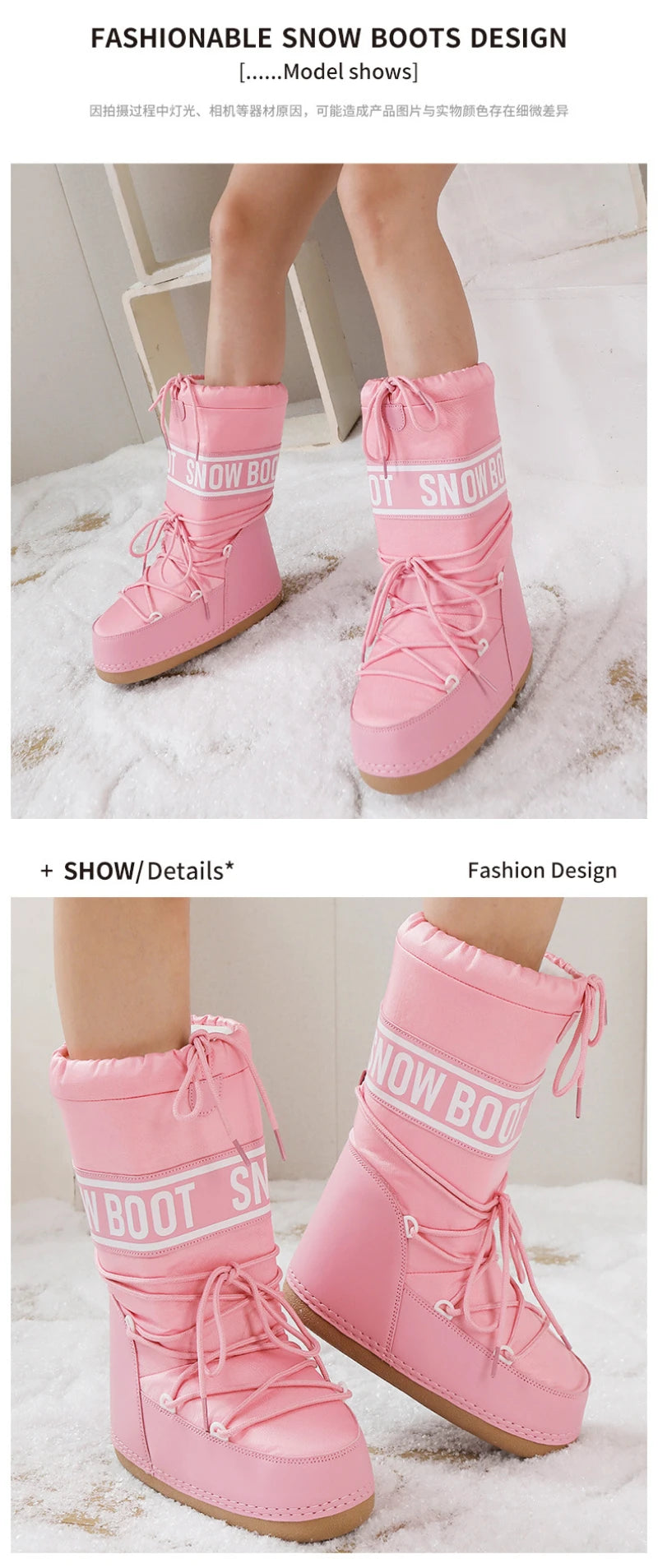 2026 New Women High‑Tubed Moon Boots Space Snow Boots Round‑Toe Lightweight Thick‑Sole Warm Insulated Skiing Winter Outdoor Cott