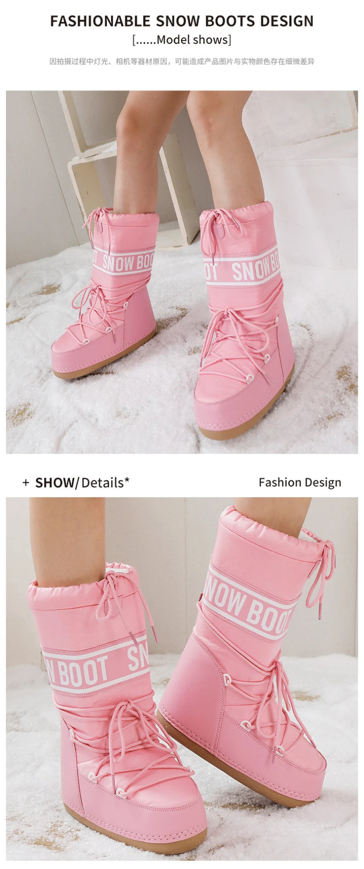 2026 New Women High‑Tubed Moon Boots Space Snow Boots Round‑Toe Lightweight Thick‑Sole Warm Insulated Skiing Winter Outdoor Cott