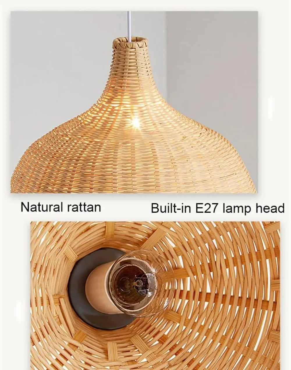 JOYINLED 26/30/35/45cm Natural Bamboo Handmade Pendant Lights Boho Rustic Ceiling Pendant Lamp Farmhouse Southeast Asian E26 E27