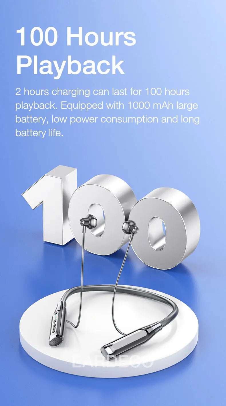 EARDECO 100 Hours Endurance Wireless Headphones Bass In-ear Bluetooth Headphone Earphone Music Sport Earbuds with Mic Stereo