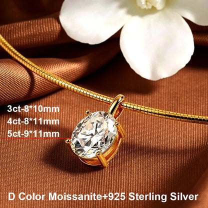 BXINY 3-5carat Oval Cut Moissanite Collar Choker Necklace 100% S925 Silver Solitaire Diamond Pendant NeckChain Gift Fine Jewelry