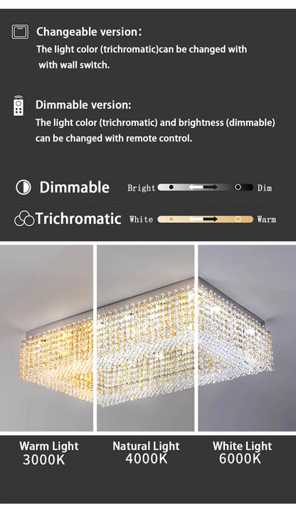 Champagne Crystal Waterfall Bead Modern Ceiling Lights LED Lamps Lighting Fixture for Living Room Lustres Home Decor Lampara