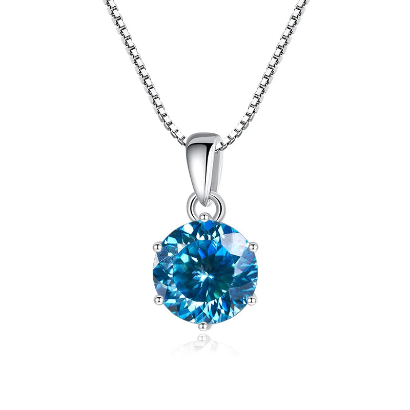 Butterflykiss 1CT 100 Faced Cut Moissanite Solitaire Drop Necklaces Gold Plated Pendant Real S925 Silver Chain Jewelry For Women
