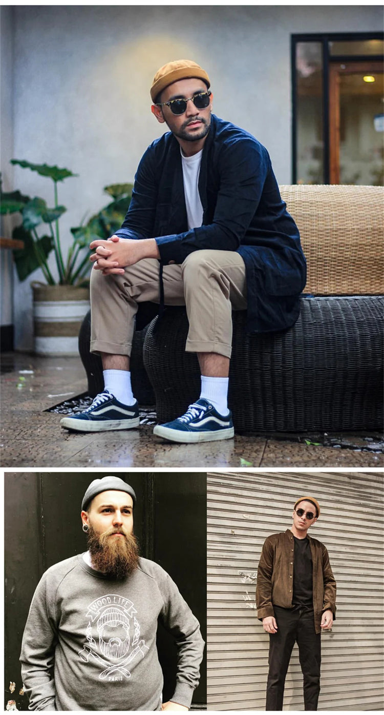 Retro Letter Label Brimless Caps Unisex Solid Color Beanie Men Women Summer Street Adjustable Docker Hats Melon Cap Hip Hop Cap