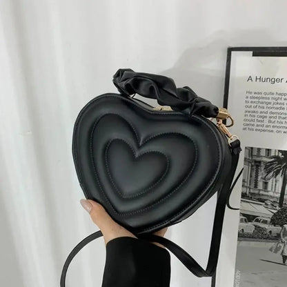 1Pcs Fashion Love Heart Shape Shoulder Bag Small Handbags Designer Crossbody Bags For Women Solid Pu Leather Top Handle Bag