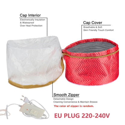 Hair Steamer Cap 220V Electric Heat Cap for Deep Conditioning Hot Oil Hair Mask Repair Damaged Hair Reduce Frizz Split Ends Home