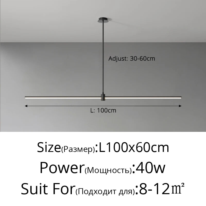 Modern Simplicity Long Linear LED Pendant Lights Strip Hanging Indoor Lamps for Office Table Kitchen  Home Decoration Chandelier