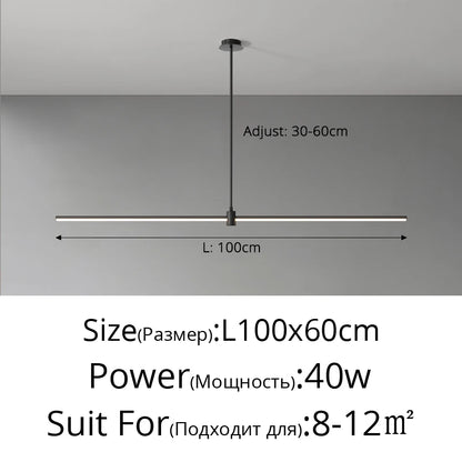 Modern Simplicity Long Linear LED Pendant Lights Strip Hanging Indoor Lamps for Office Table Kitchen  Home Decoration Chandelier