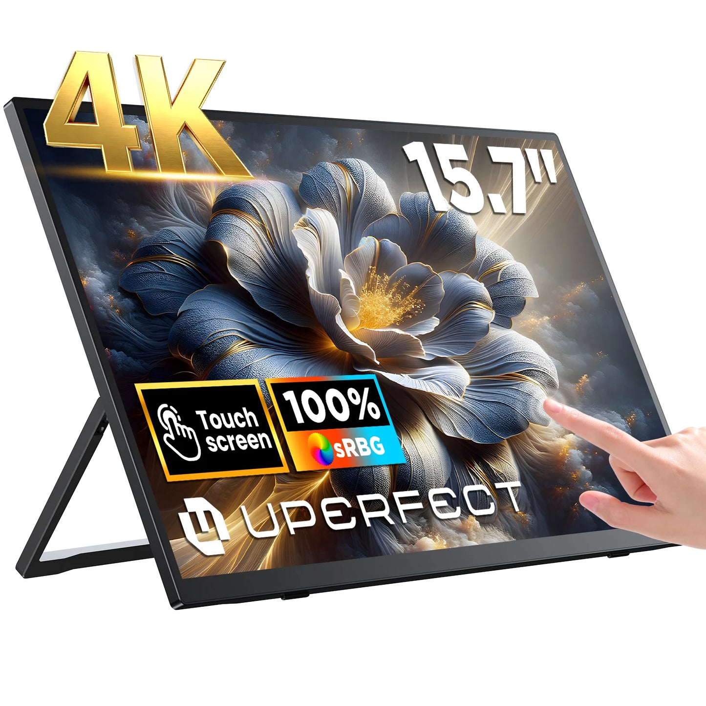 UPERFECT 4K Portable Monitor Touchscreen 15.6 Inch USB-C HDR Second Screen for Laptop PS5 Switch Plug & Play External Display