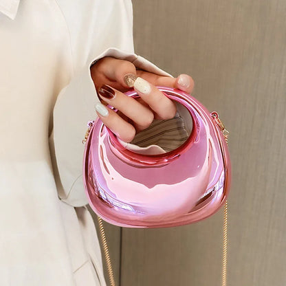 Luxury Designer Evening Clutch Clear Acrylic Women Handbags Fashion Shoulder Bag Half Moon Wedding Purses Party Tote Ladies