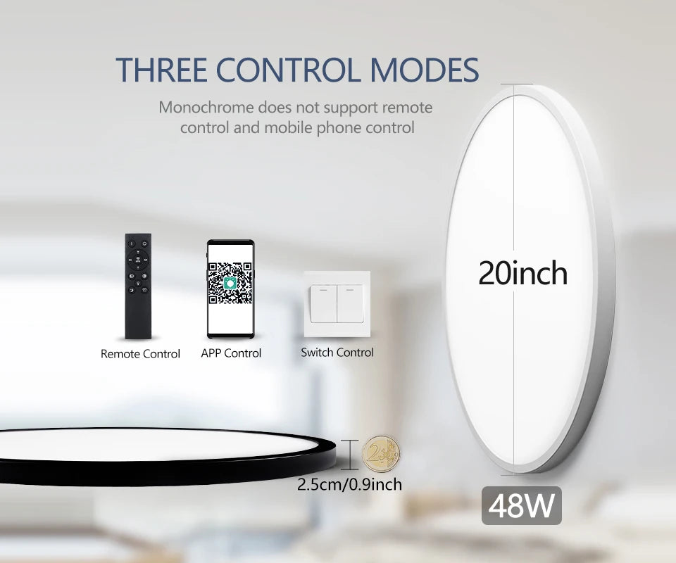 50CM Large Ceiling Lamp Smart APP/Remote Control Dimmable for Bedroom 48W Ceiling Lights AC 110/220V LED Lights for Living Room