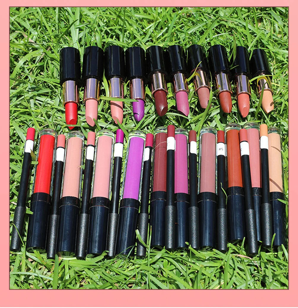Private Label Lip Set Three-piece Lip Liner Matte Lipstick Lip Gloss Moisturizing Long-lasting High Pigment Lip Kit Wholesale