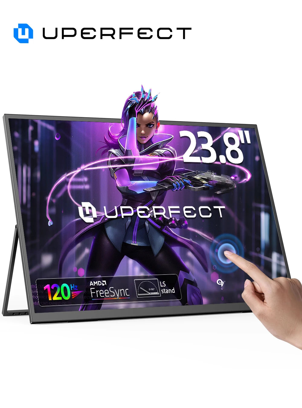 UPERFECT 23.8” Touchscreen Large Computer IPS Display With Stand 120Hz Desktop Monitor For XBox Switch PS5 Gaming Extend Screen