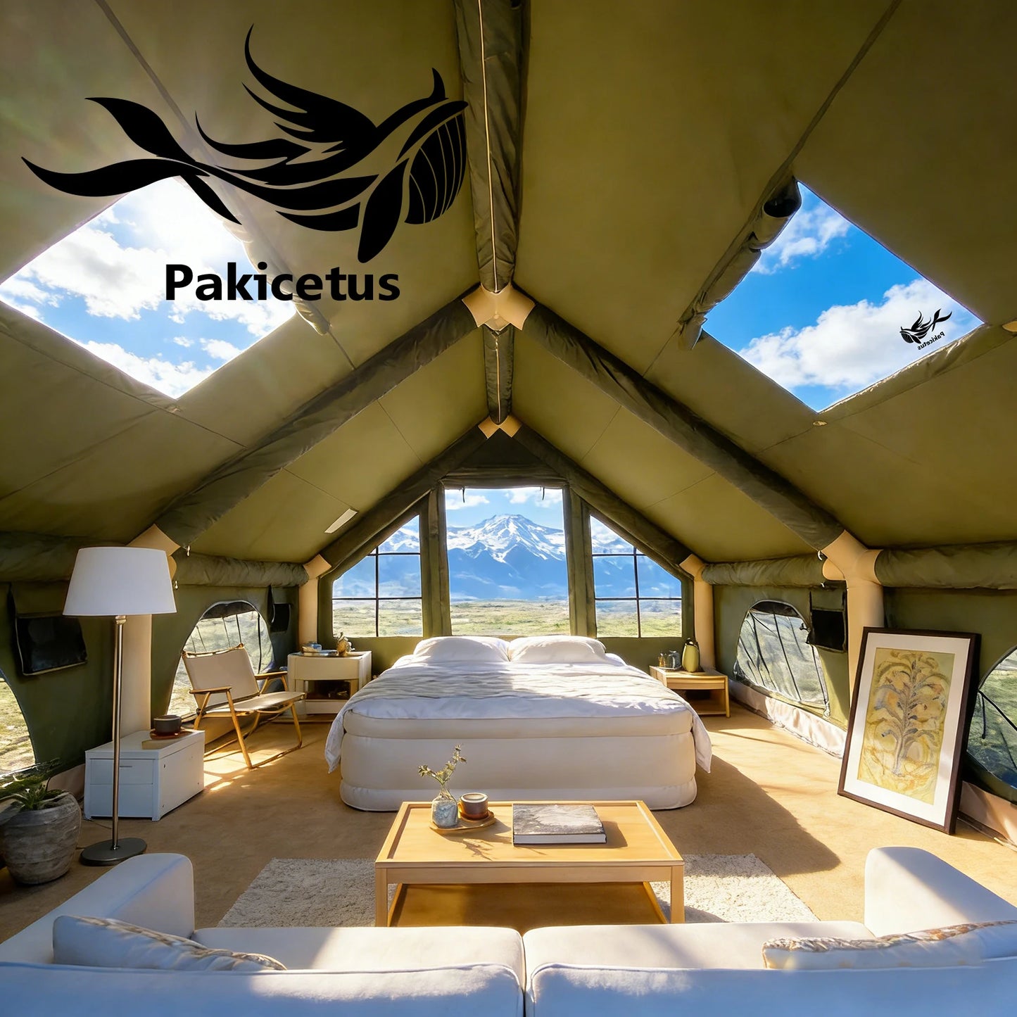 Pakicetus Quick Setup Inflatable Camping Tent, Waterproof Family Tent for 4-8 Persons, Portable Air Tent with Carry Bag