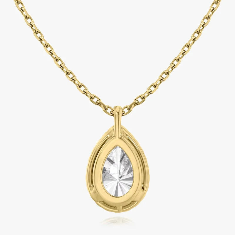 RAPRGOLD GRA Certified 7x10.5mm 2.5CT Pear Cut Moissanite Fashion Drop Pendant Necklaces for Women Chains Fine Neck Jewelry Gift