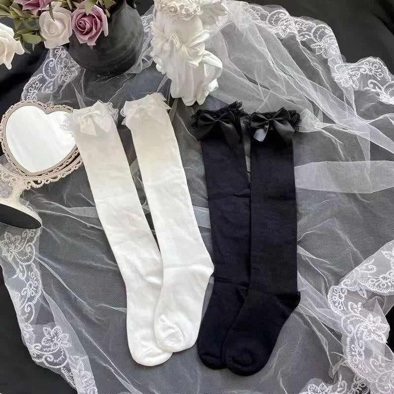 Lolita Lace JK Stockings Bow Knot Lolita Socks Female Long Lolita Soft Sister Jk Uniform Knee Socks Student Cute JK Socks