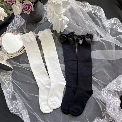 Lolita Lace JK Stockings Bow Knot Lolita Socks Female Long Lolita Soft Sister Jk Uniform Knee Socks Student Cute JK Socks