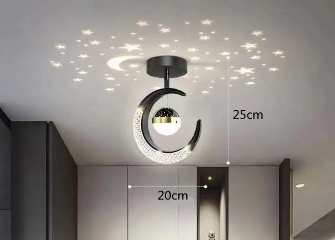 Creative led Ceiling Light with Moon Stars Modern Asile Ceiling Lights Gold/Black Atmosphere Ceiling Hanging Lamp Loft Lighting