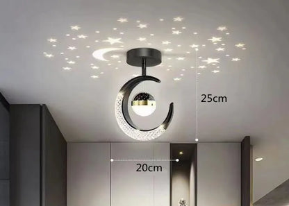 Creative led Ceiling Light with Moon Stars Modern Asile Ceiling Lights Gold/Black Atmosphere Ceiling Hanging Lamp Loft Lighting