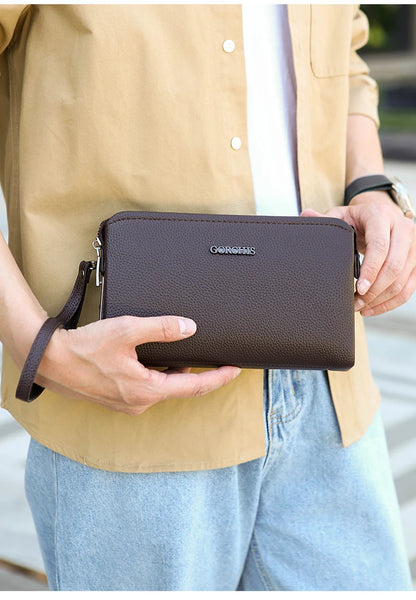 Leather Wallet FL-V1 Men Business Clutch Bag Smart Fingerprint Lock Security Anti Theft Handbag Black Safety Men Wallet сумка 가방