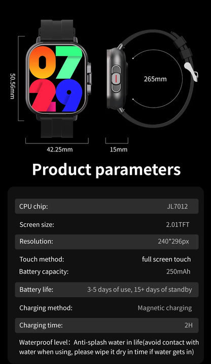 BT Call Blue Tooth Headphones Watches 2.01" Headset 2 in 1 Smart Watch Heart Rate Sport Fitness Bracelet TWS Earphone Smartwatch