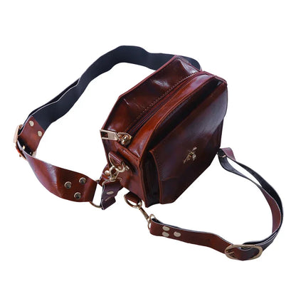 Punk Retro PU Square Waist Bag Casual Small Square Hip Packs For women's Crossbody Cross Multi-function Outdoor Leg Phone Pouch