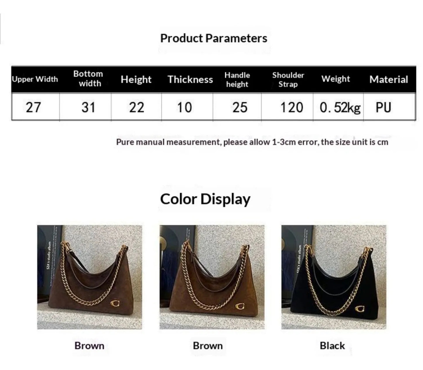 Women's New Light Luxury Fashionable High-End Black Suede Shoulder Crossbody Bag,Versatile for Commuting,Large Capacity Tote Bag
