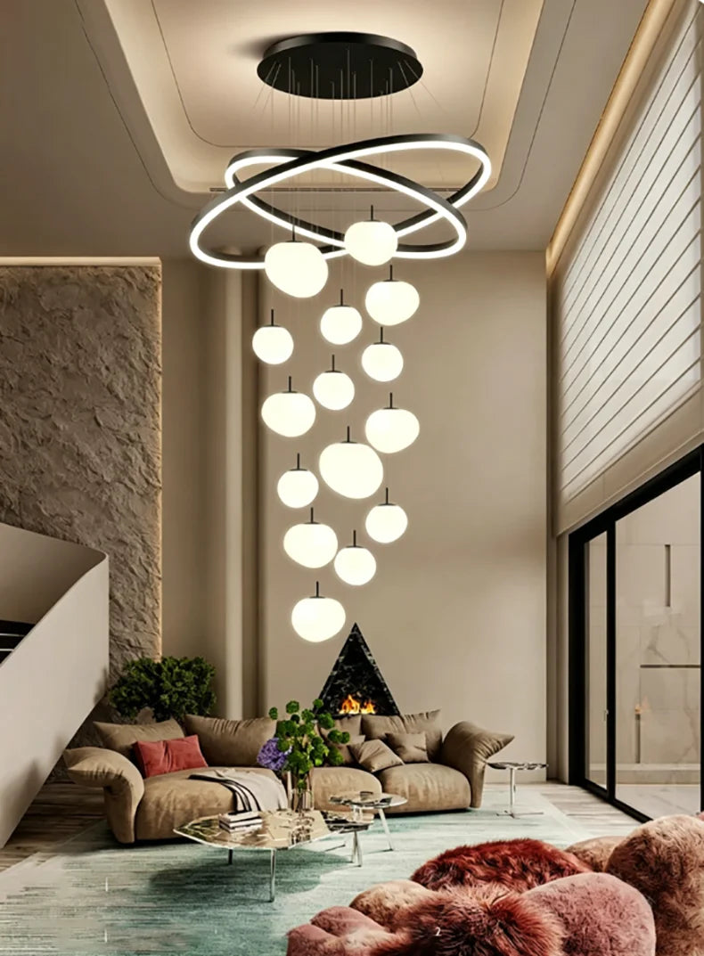 Modern Home Decor LED Lights Pendant Light Lamps for Staircase Chandeliers for Living Room Hanging Light Indoor Lighting