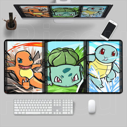 P-pokemon Bulbasaur Mouse Mats Rubber Mousepad Large Anime Gaming Accessories Pad Kawaii Carpet Cabinet Keyboard Office Deskmat