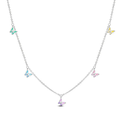 Luxury Necklace 925 Silver Original Sterling Zircon Dragonfly Butterfly Firefly Star Moon Chain Link For Women Wedding Jewelry