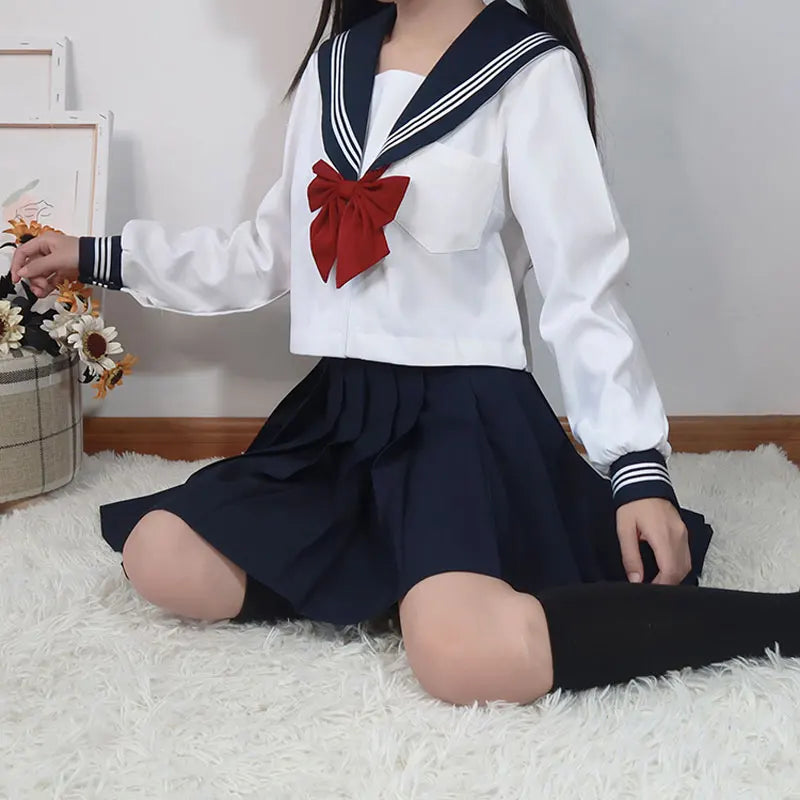 Student JK Uniform Women's High School Korean Chinese School Uniforms Navy Sailor Outfit Short Sleeve Suit Japan Seifuku Girl