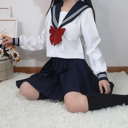 Student JK Uniform Women's High School Korean Chinese School Uniforms Navy Sailor Outfit Short Sleeve Suit Japan Seifuku Girl