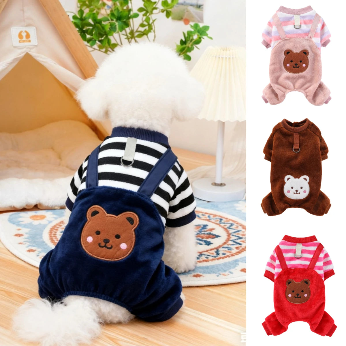 Autumn Winter Pet Dog Soft Fleece Clothes Warm Jumpsuit Coat for Small Medium Large Dog Cat Puppy Jacket Sweater with Leash Ring