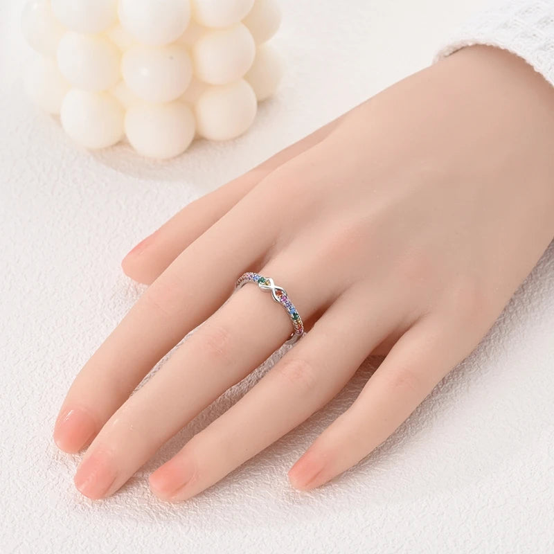 LAZA 925 Sterling Silver Colorful Rings Sparking Zirconium Bowknot Moon Sun Original Ring For Women Anniversary Wedding Gifts