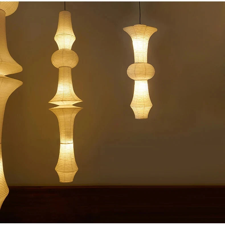 Nordic Wabi Sabi Wind Rice Paper Led Pendant Lights Living Room Bedroom Bedside Lamp Duplex Loft Clothing Store Decor Chandelier