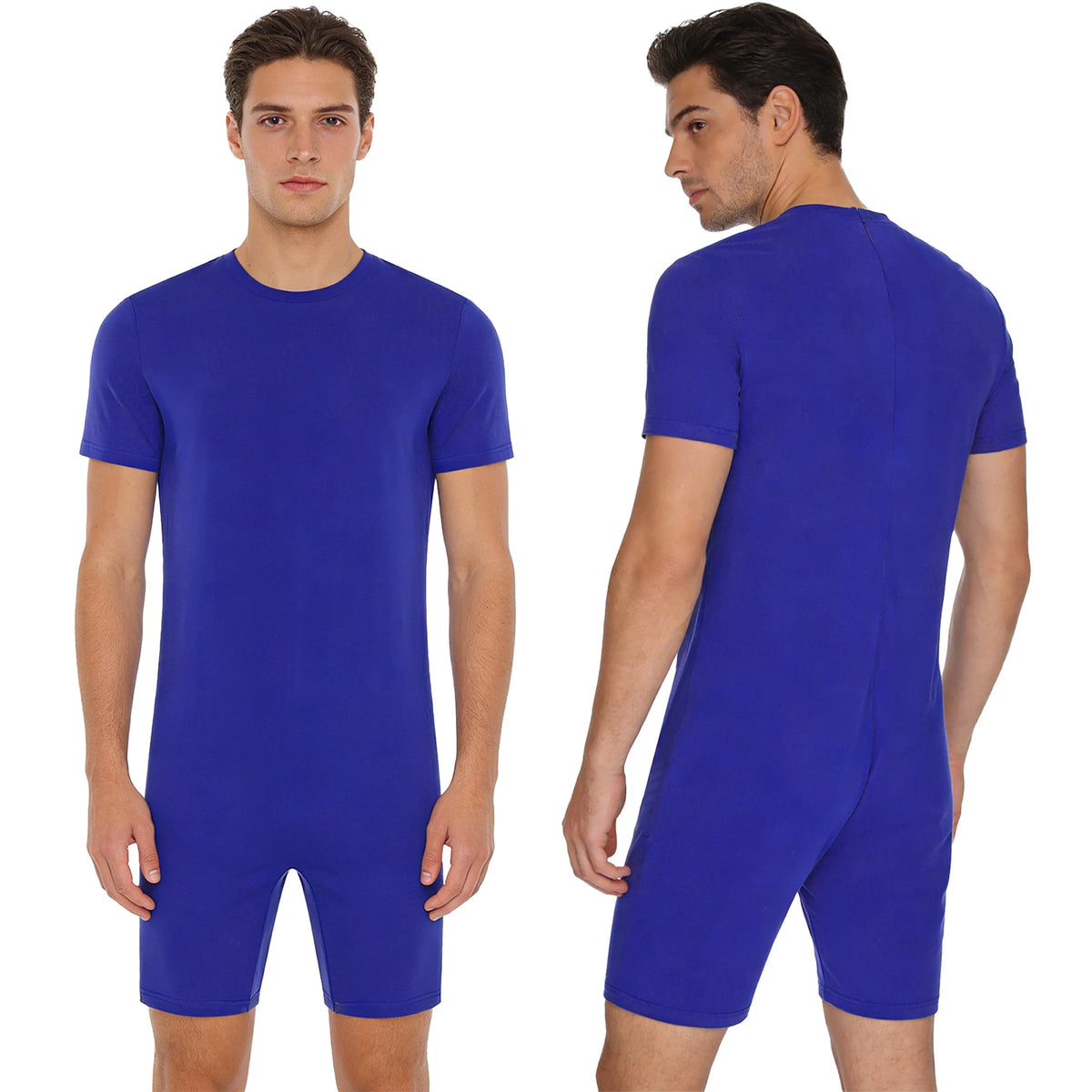 Adults Unisex Anti-Strip Adaptive Jumpsuit Short Sleeve Back Zipper Rompers Nightwear for Elderly Special Needs Patients