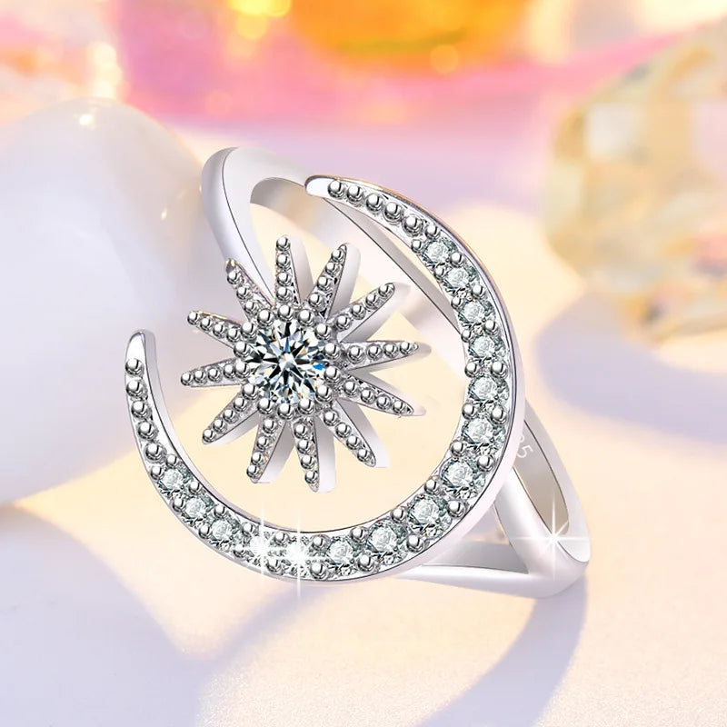 Original 925 Sterling Silver Ring High Quality Adjustable Opening AAA Zircon For Women Wedding Fine Fashion Jewelry Gift