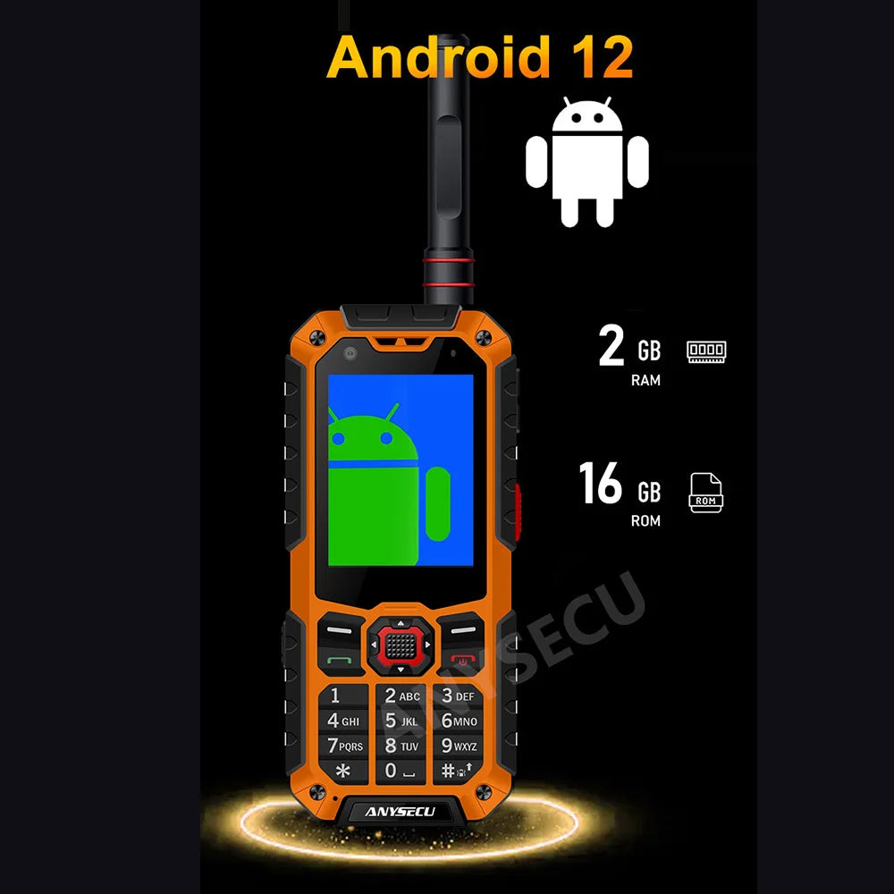 Anysecu S10 4G LTE Walkie Talkie Android 12 Dual Mode PoC Analog UHF Two Way Radio GPS Zello 3500mAh Dual SIM Touch Screen BT4.2