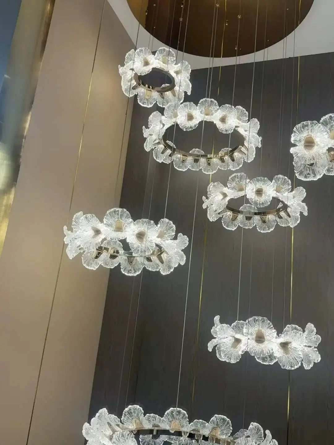 Luxury  LED Duplex Staircase Chandelier High Ceiling Pendant Lamp for Villa Living Room Hotel Lobby