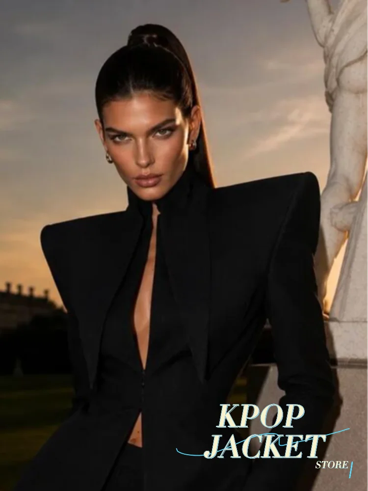 Women Chic Solid Shorts Suit Stand Collar Waist Cinching Slim Fit 2 Piece Suits 2026 Spring Autumn Lady  Elegant Outfits New