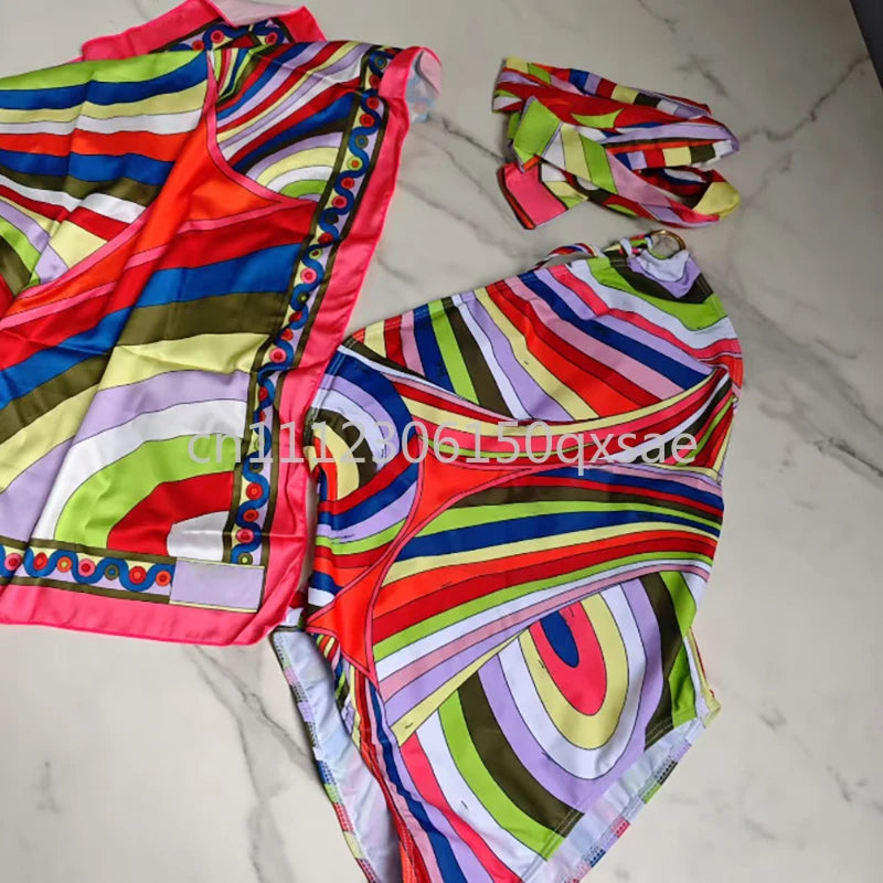 Classic Design Women's Headband Swimsuits with Letter Signature Logo Designer Brand Lady Sexy Scarf Swimsuits Beachwear