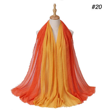 180*90cm Gradient Cotton Linen Women Muslim Hijab Scarf Woman Islamic Arab Shawl Wrap Head Scarves Ready To Wear Headscarf