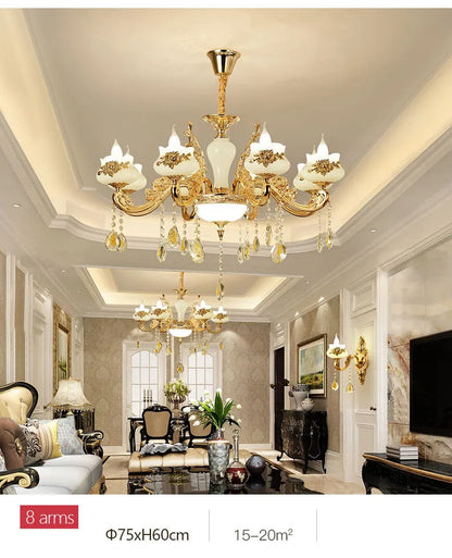 Nordic Luxury Gold Crystal LED Ceiling Chandelier LOFT Villa Lustre LED Pendant Lamp Living Room Hotel Hall Decor Hanging Lamps